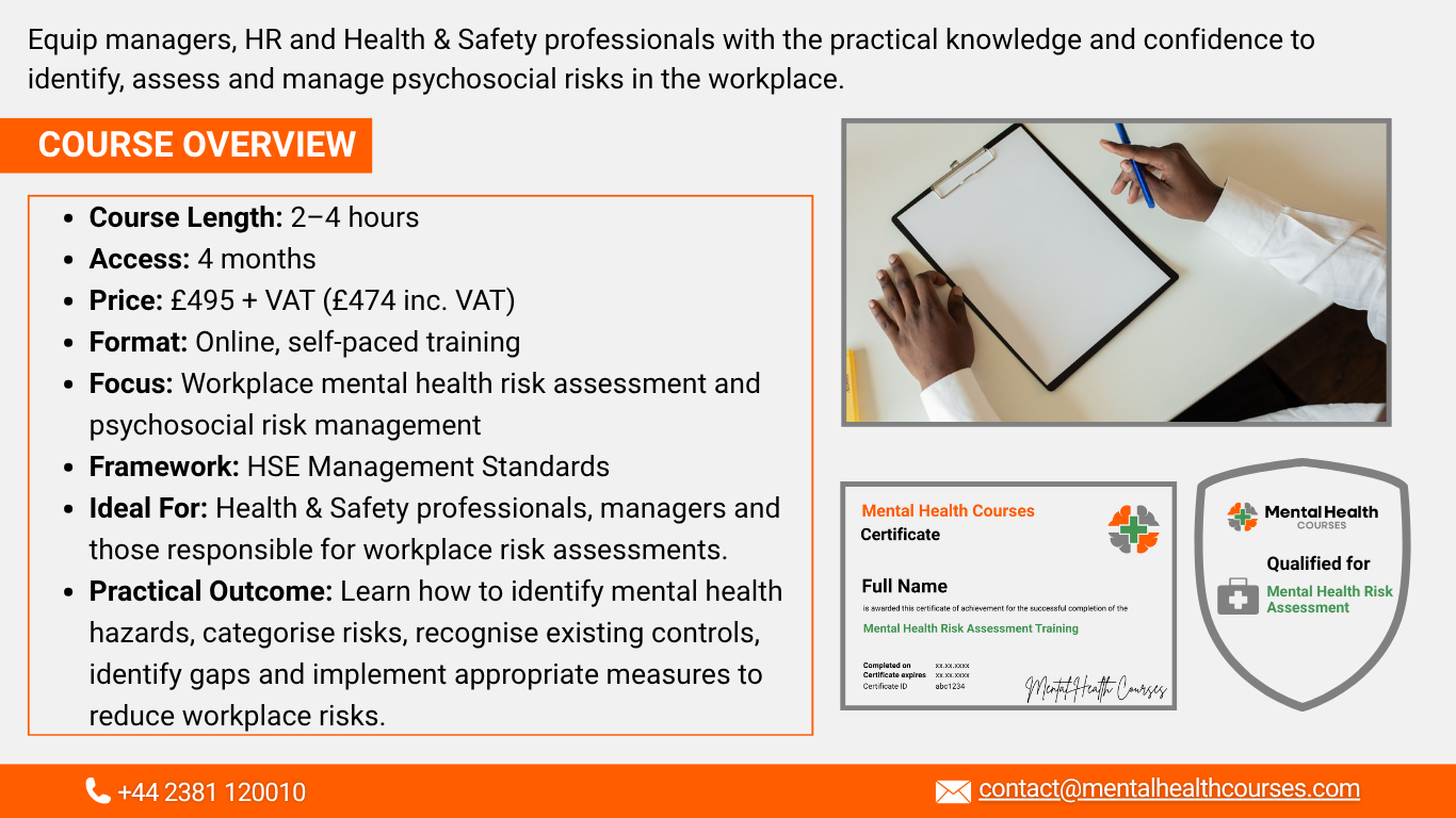 Mental Health Risk Assessment for SMEs
