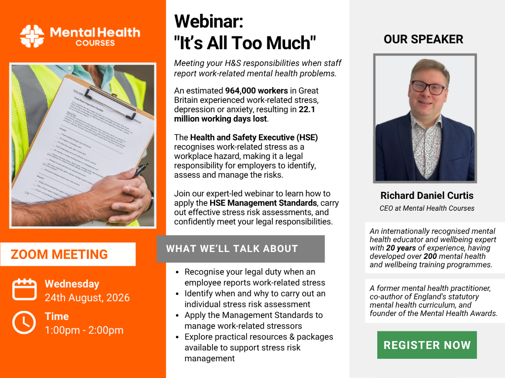 Meeting your H&S responsibilities when staff report work-related mental health problems